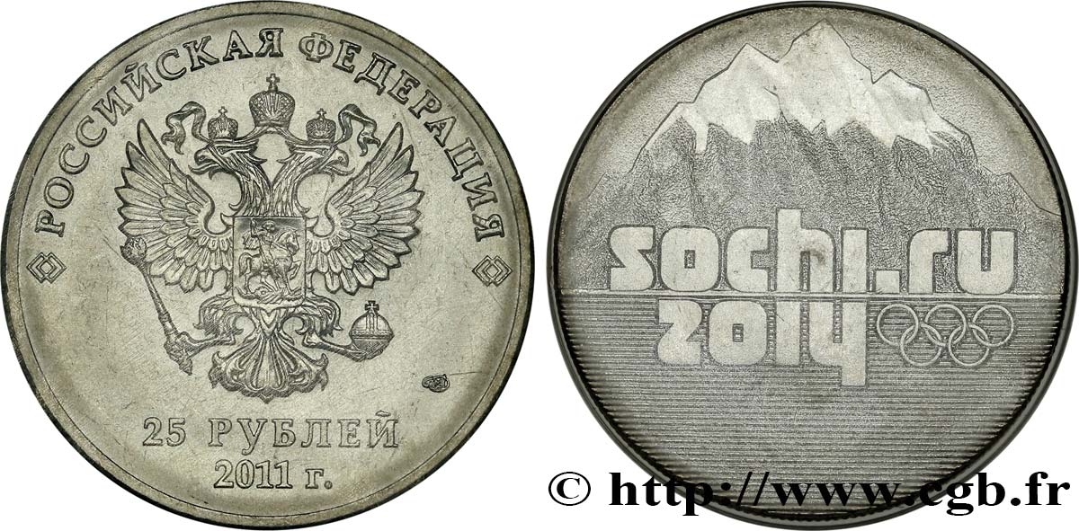 RUSSLAND 25 Roubles Jeux Olympiques Sotchi 2014 2011  ST 