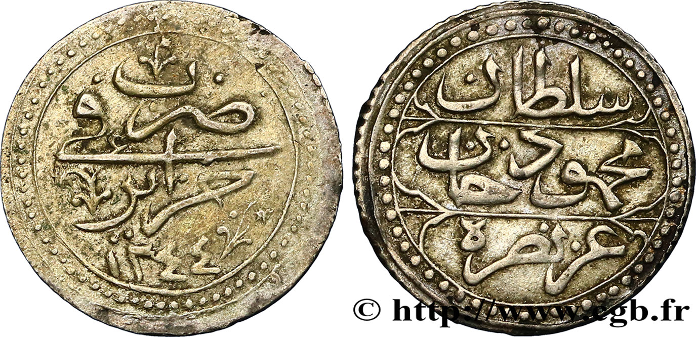 ALGERIEN 1/4 Budju au nom de Mahmud II an 1244 1828  SS 