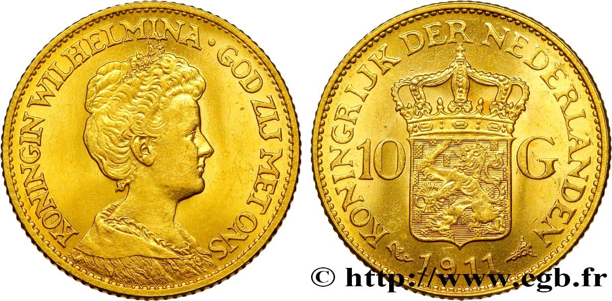 NETHERLANDS 10 Gulden, 3e type Wilhelmina 1911 Utrecht MS 