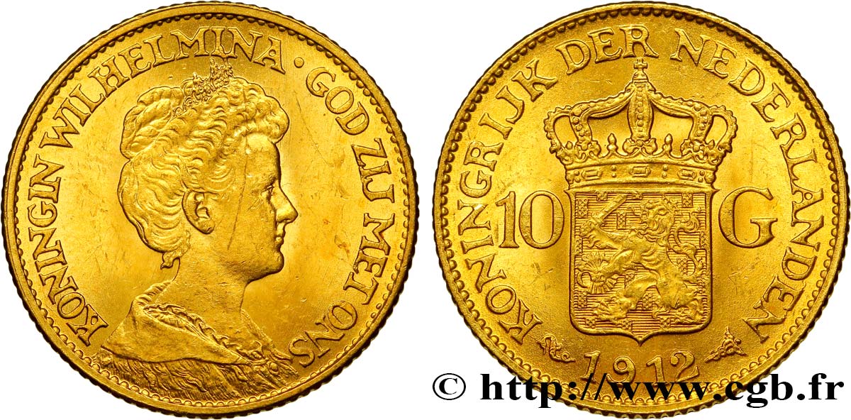 PAíSES BAJOS 10 Gulden, 3e type Wilhelmina 1912 Utrecht SC 