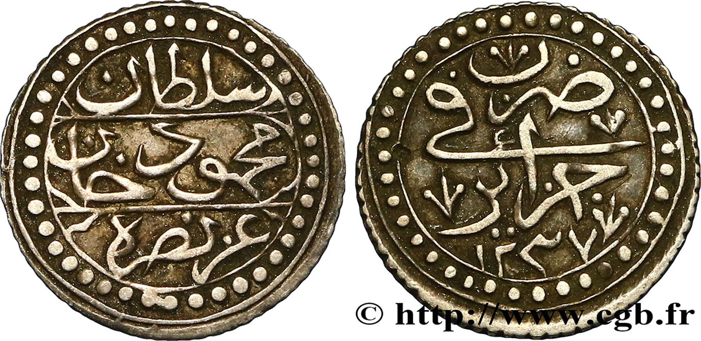 ALGERIA 1/8 Budju au nom de Mahmud II AH 1237 1821 Alger BB 