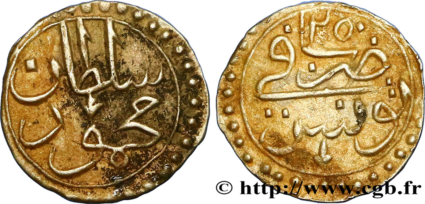 TUNISIA 1 Kharub au nom de Mahmud II AH 1250 1835  BB 