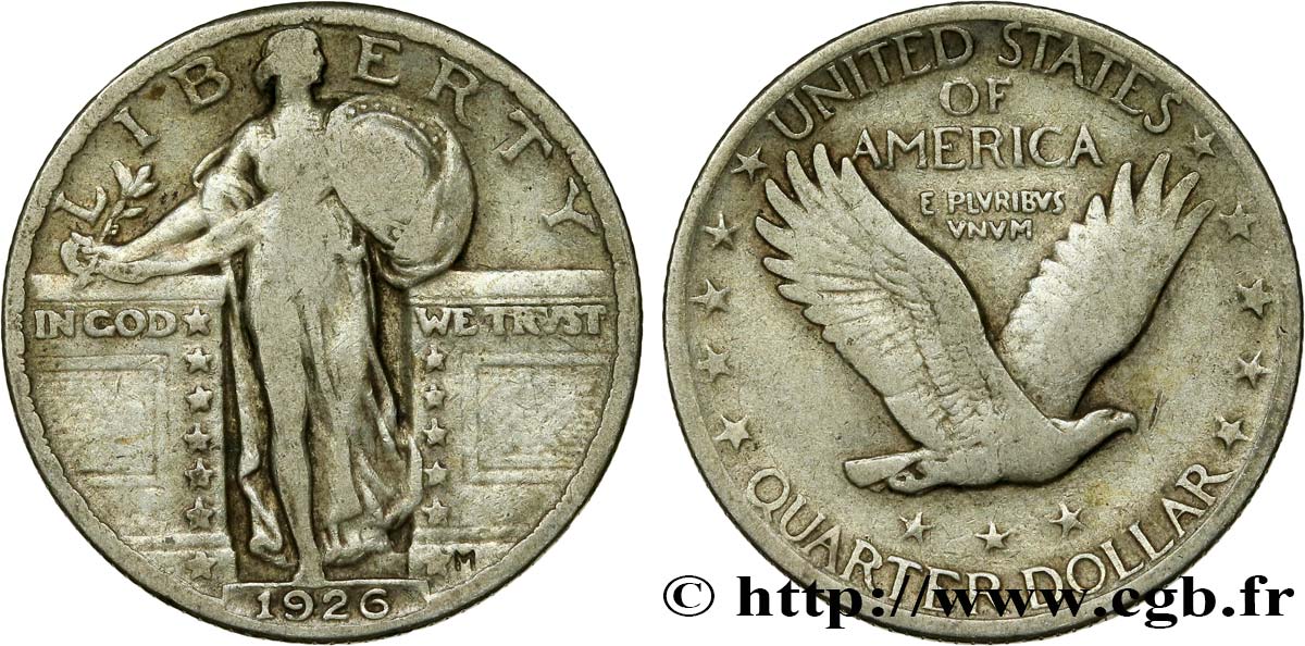 STATI UNITI D AMERICA 1/4 Dollar Liberté 1926 Philadelphie q.BB 