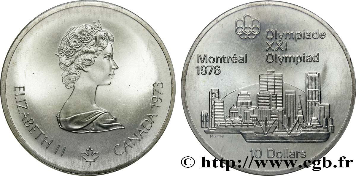 KANADA 10 Dollars JO Montréal 1976 “skyline” de Montréal 1973  VZ 