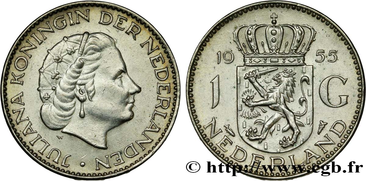 PAESI BASSI 1 Gulden Juliana 1955  SPL 