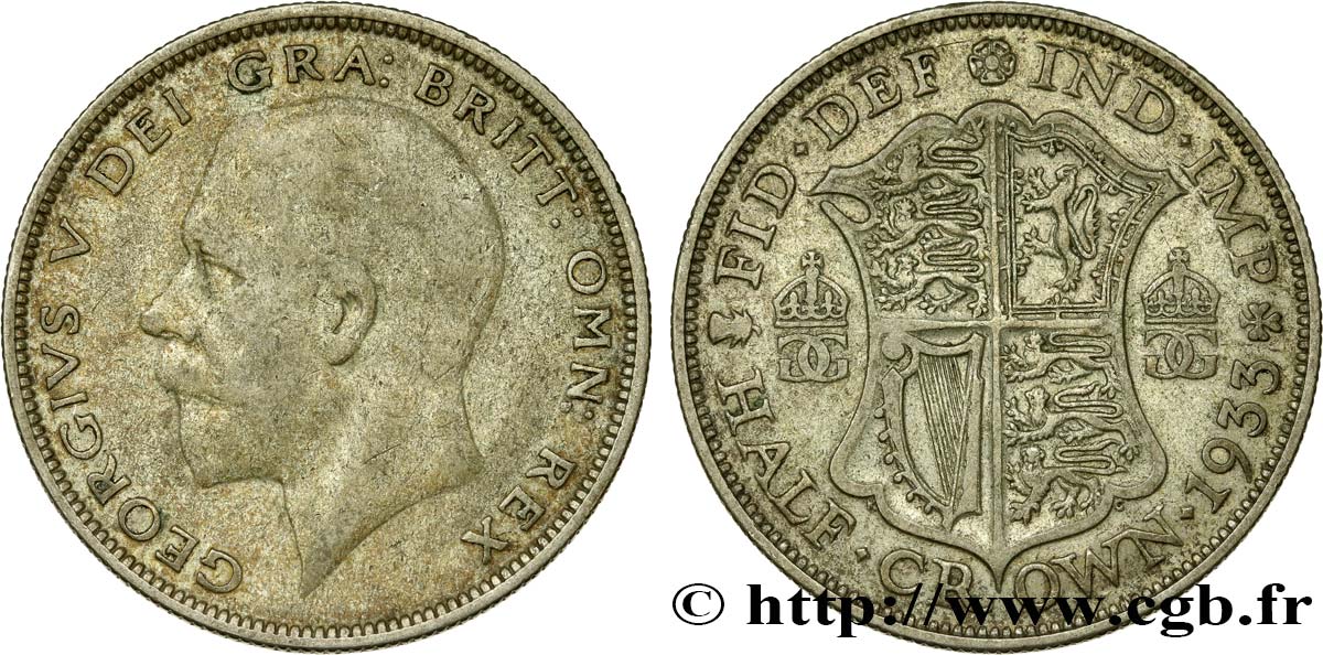REINO UNIDO 1/2 Crown Georges V 1933  BC 