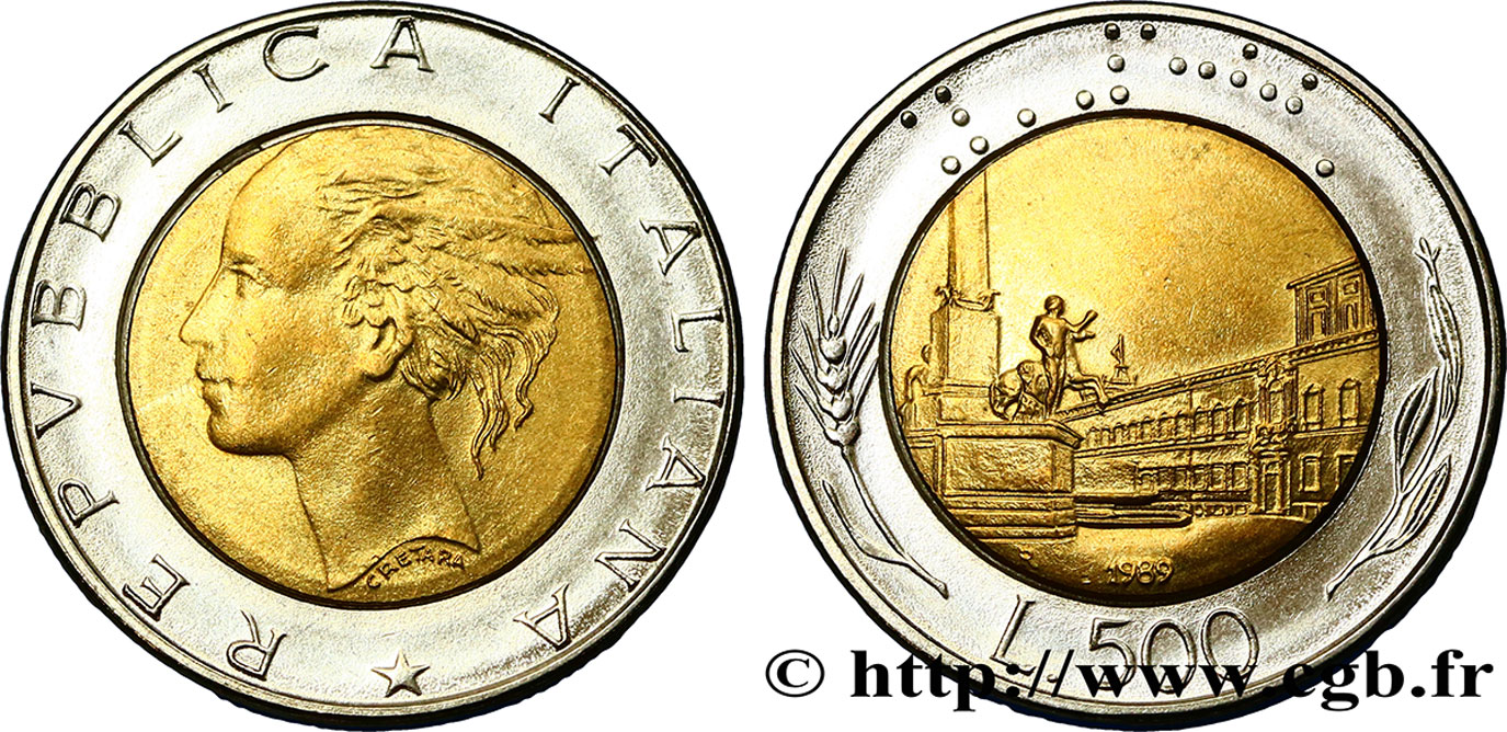 ITALY 500 Lire 1989 Rome - R MS 