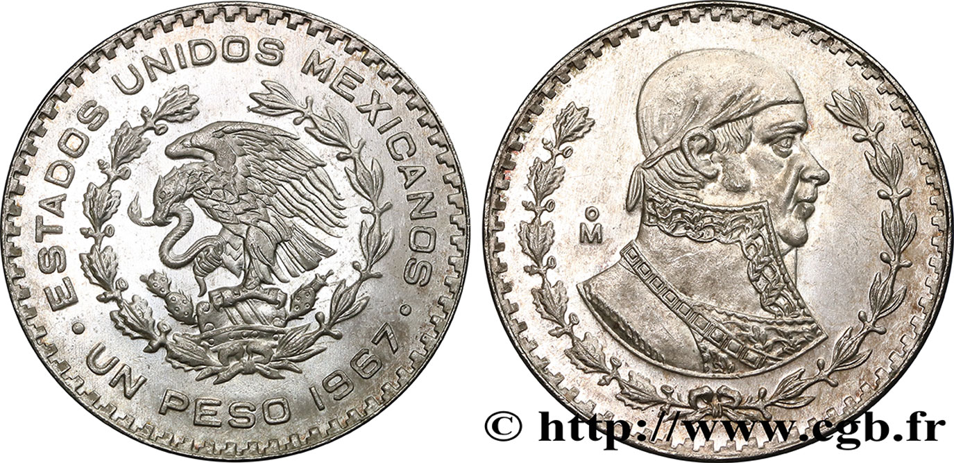 MESSICO 1 Peso Jose Morelos y Pavon / aigle 1967 Mexico SPL 