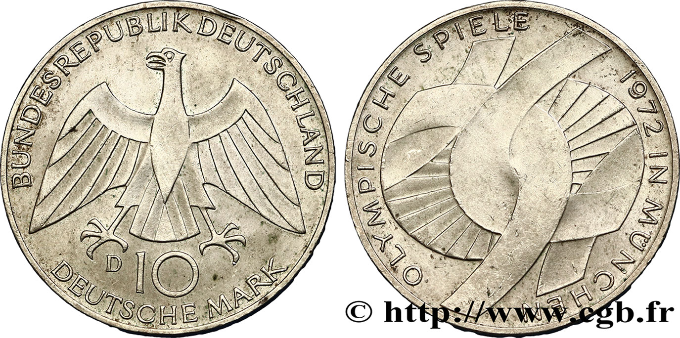 GERMANY 10 Mark / XXe J.O. Munich - L’idéal olympique 1972 Munich AU 
