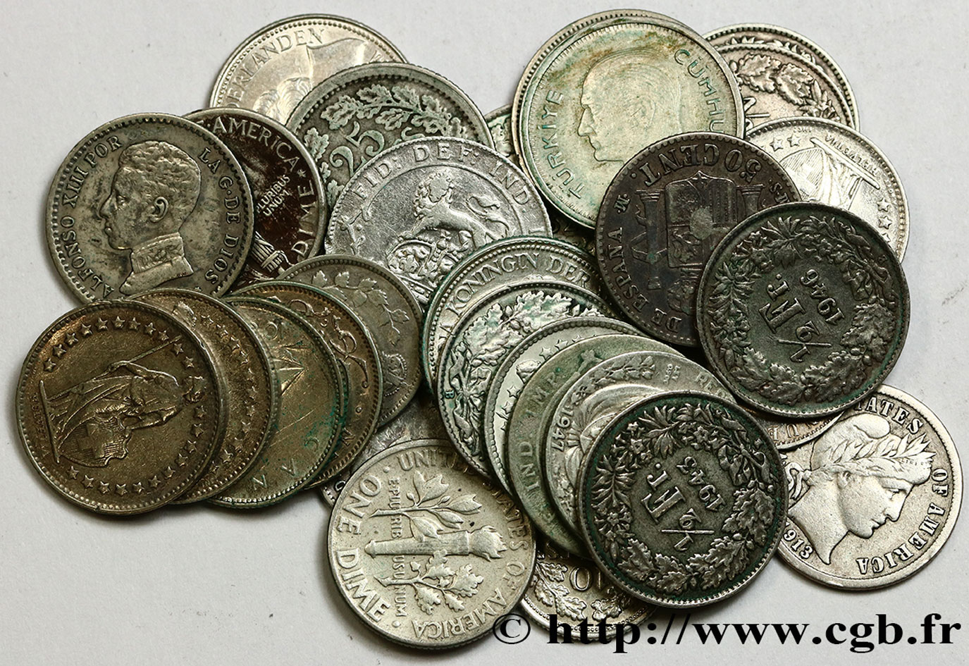 LOTES DE MONEDAS DEL MUNDO Lot de 30 Monnaies étrangères en argent modernes n.d  BC+ 