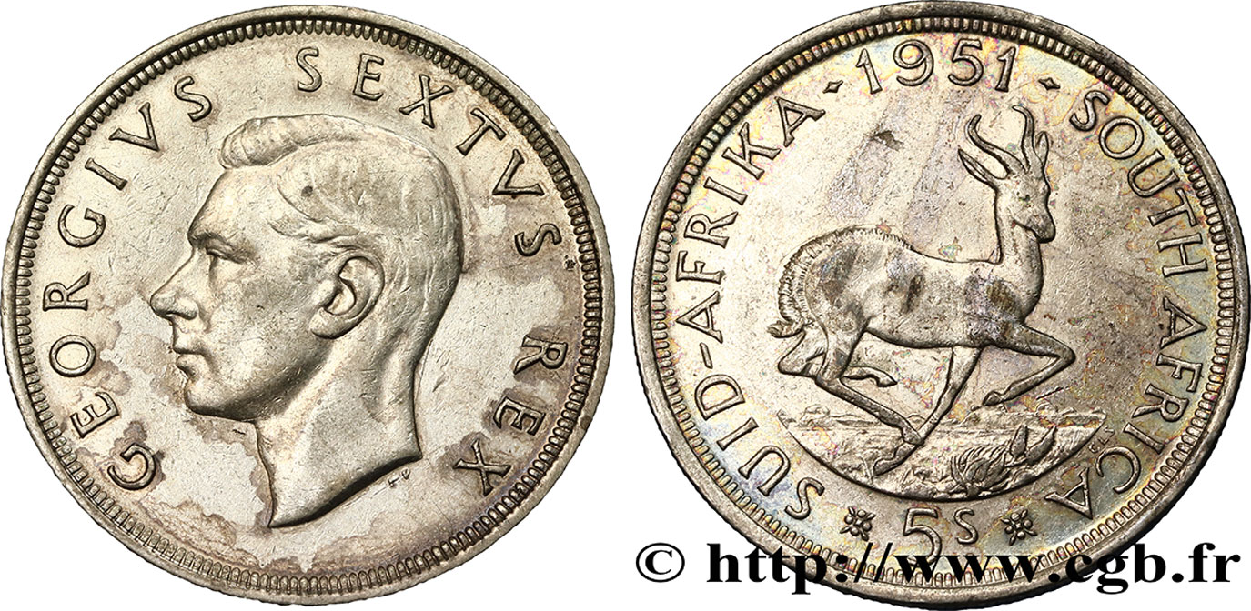 SüDAFRIKA 5 Shillings Georges VI 1951 Pretoria fVZ 