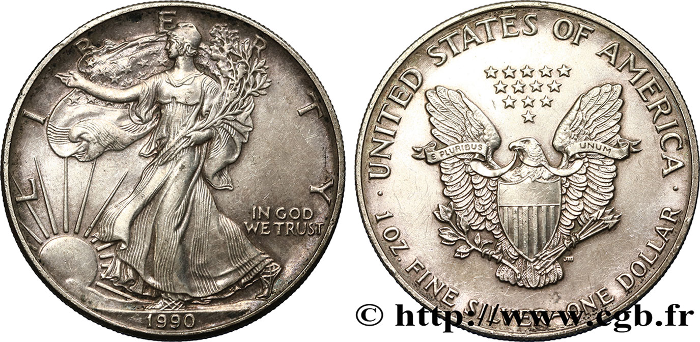 UNITED STATES OF AMERICA 1 Dollar type Silver Eagle 1990 Philadelphie AU 