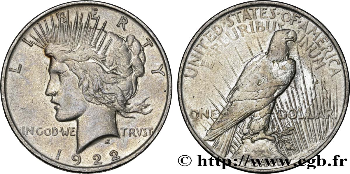 STATI UNITI D AMERICA 1 Dollar Peace 1922 Philadelphie BB 