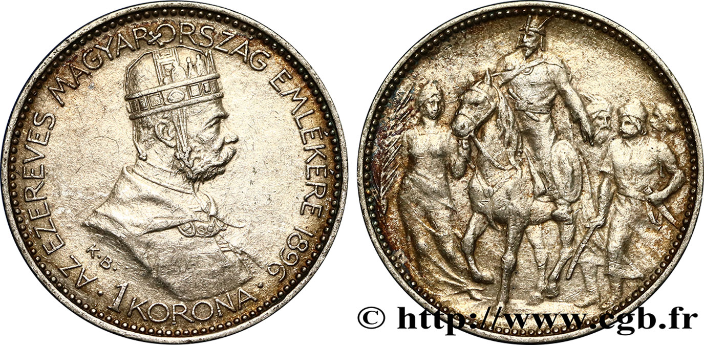 HUNGARY 1 Corona François-Joseph - commémoration du millénium 1896  XF 