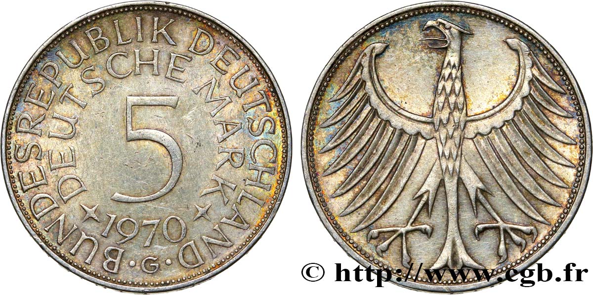 GERMANIA 5 Mark aigle 1970 Karlsruhe q.SPL 