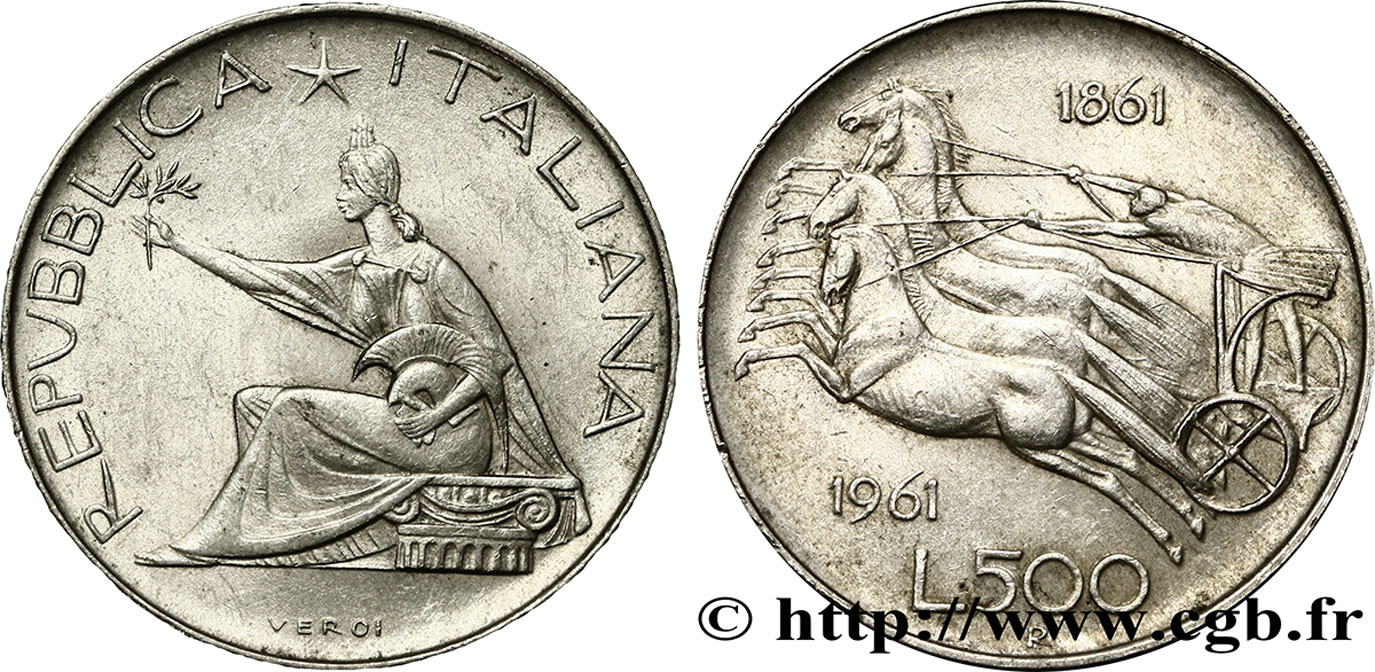 ITALIA 500 Lire Centenaire de l’Unité Italienne 1961 Rome  EBC 