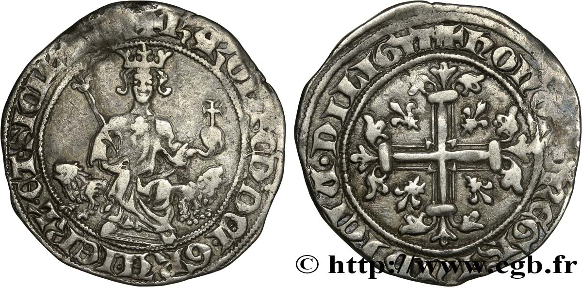 ITALIA - REGNO DI NAPOLI Carlin d argent au nom de Robert d’Anjou n.d. Naples BB 