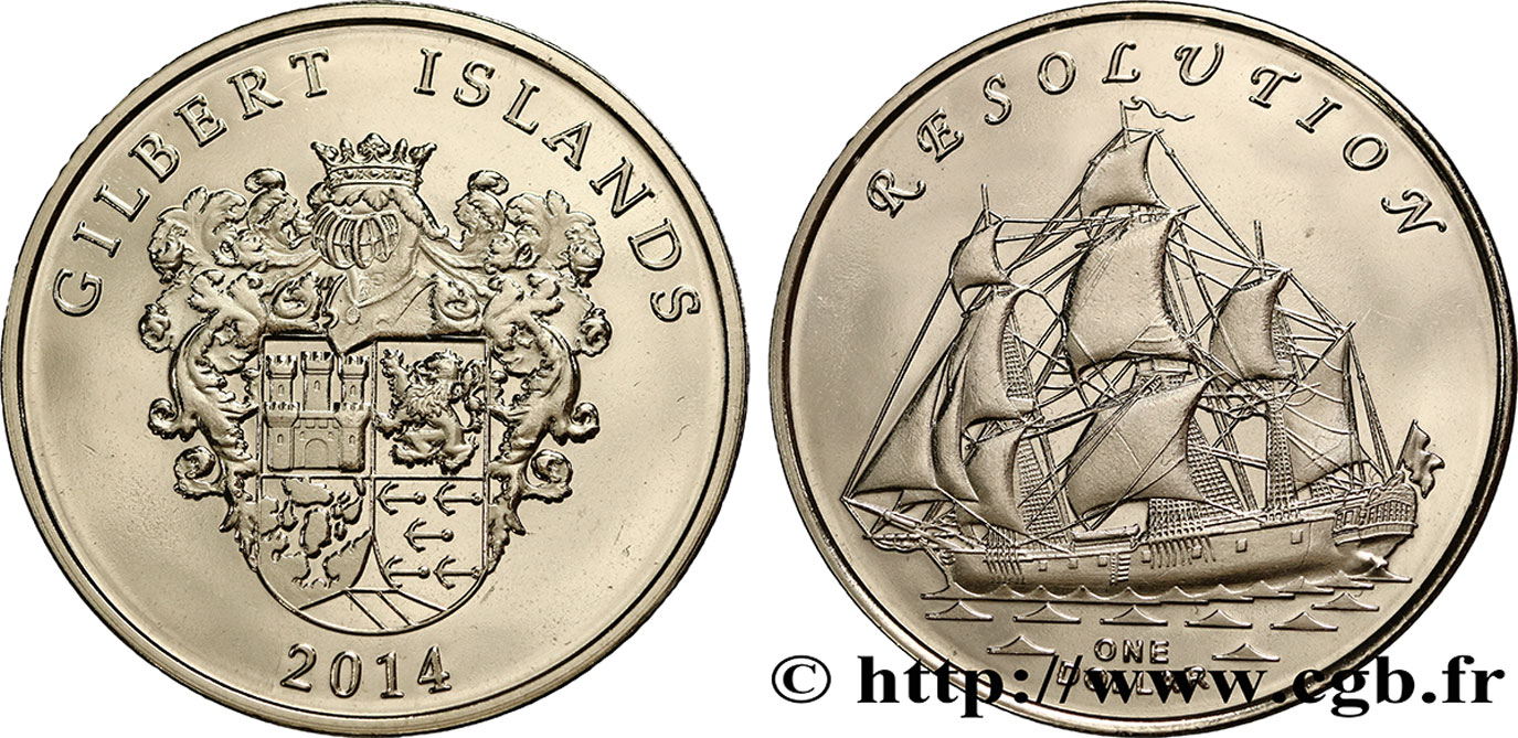 GILBERT ISLANDS 1 Dollar Voilier Resolution 2014  MS 