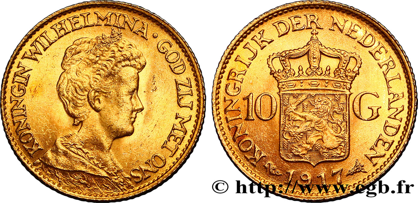 PAíSES BAJOS 10 Gulden, 3e type Wilhelmina 1917 Utrecht SC 