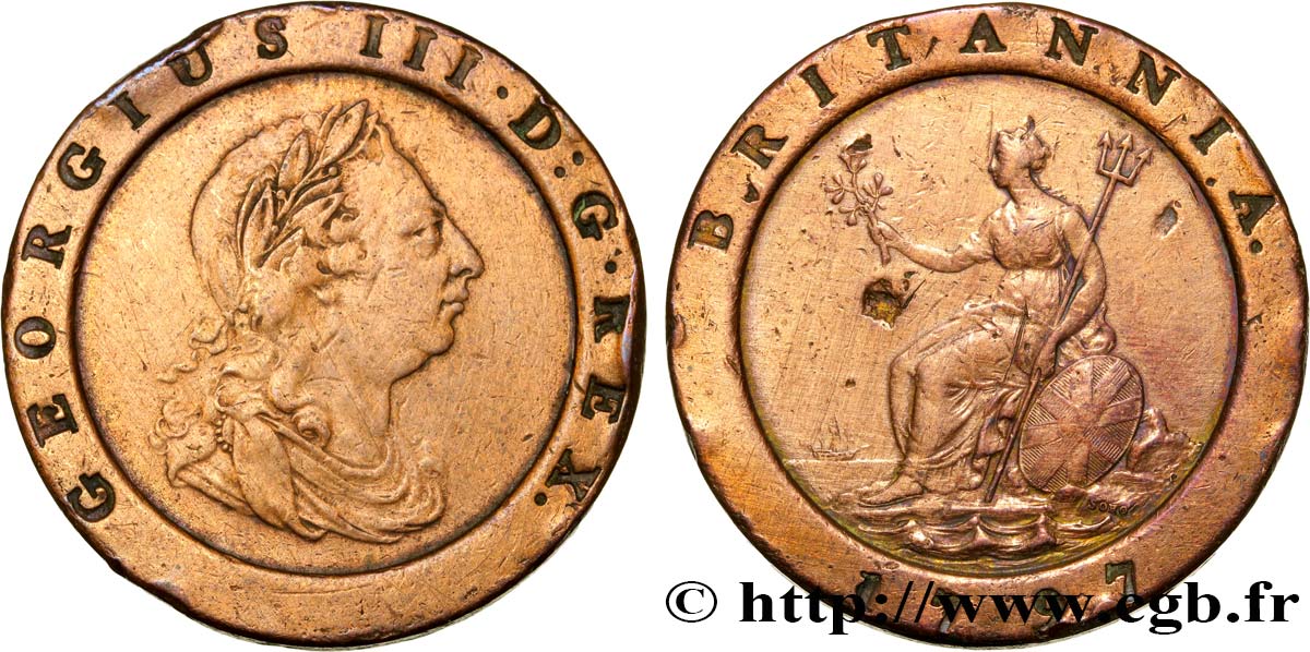 VEREINIGTEN KÖNIGREICH 2 Pence Georges III 1797  S 