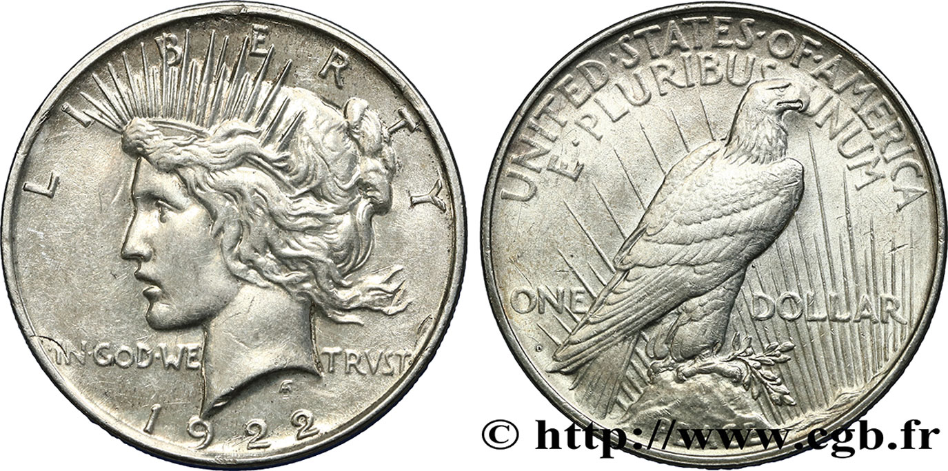 UNITED STATES OF AMERICA 1 Dollar Peace 1922 Denver XF/VF 