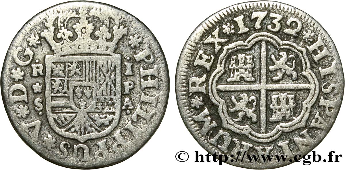 SPAIN 1 Real au nom de Philippe V 1733 Séville VF 