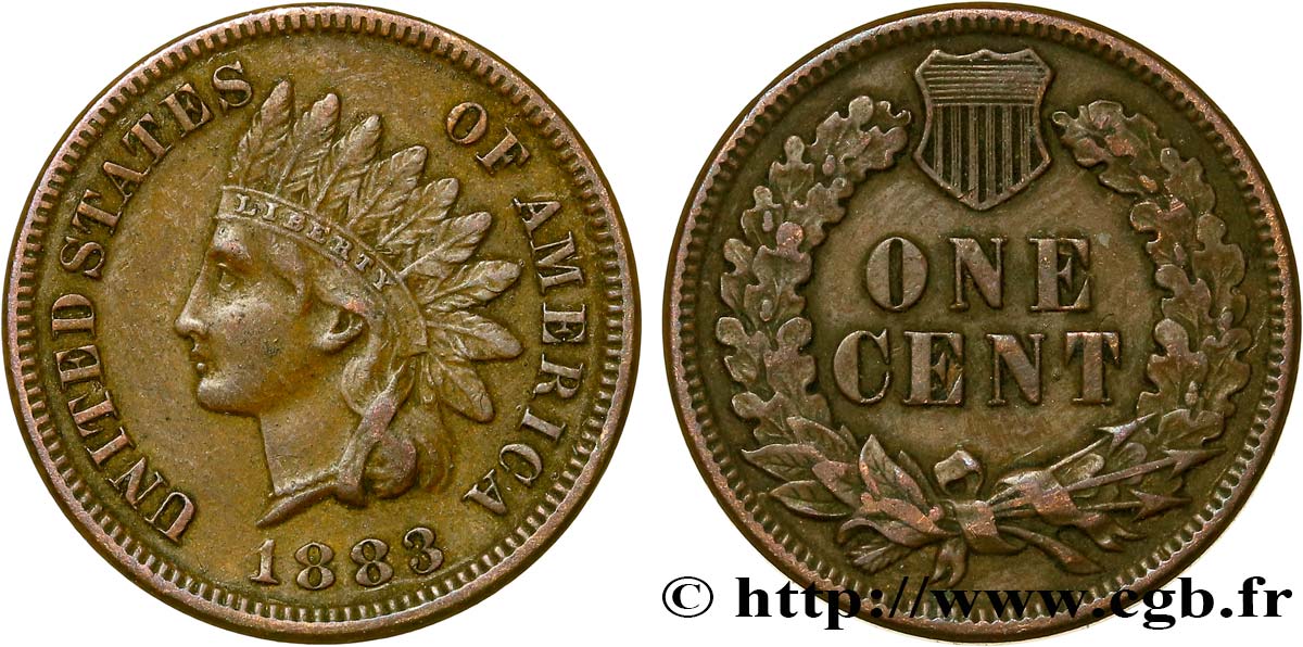 VEREINIGTE STAATEN VON AMERIKA 1 Cent tête d’indien, 3e type 1883  VZ 