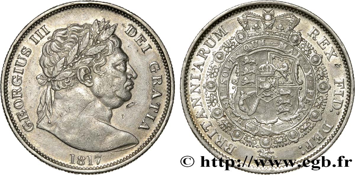 VEREINIGTEN KÖNIGREICH 1/2 Crown Georges III 1817  fVZ 