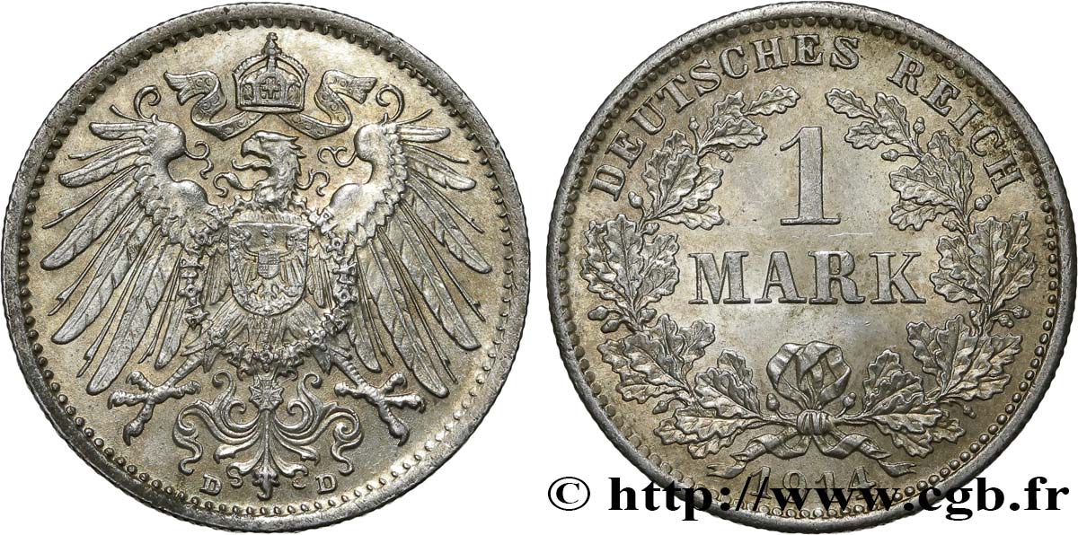 GERMANIA 1 Mark Empire aigle impérial 1914 Munich SPL 