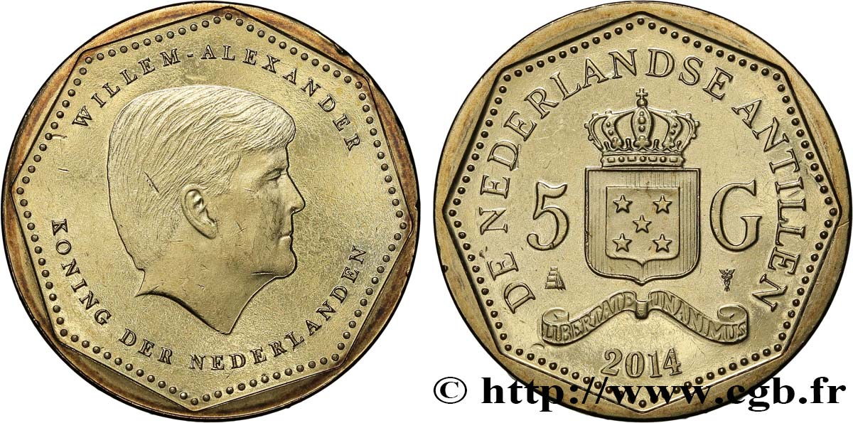 ANTILLES NÉERLANDAISES 5 Gulden roi Willem-Alexander 2014 Utrecht SPL 