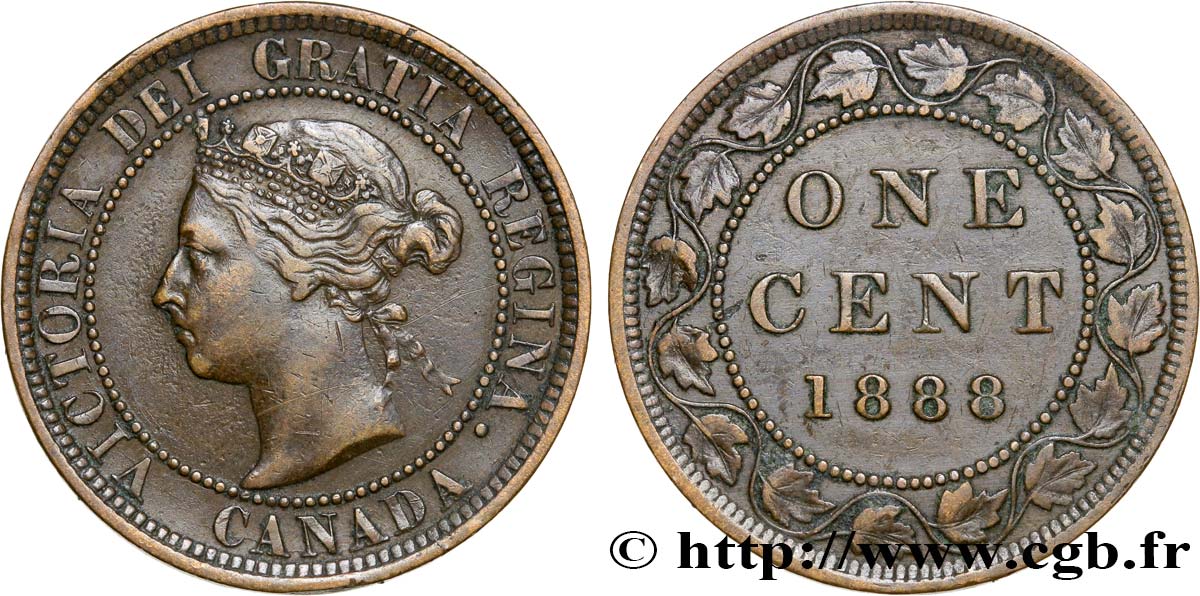 CANADA 1 Cent Victoria 1888  XF 