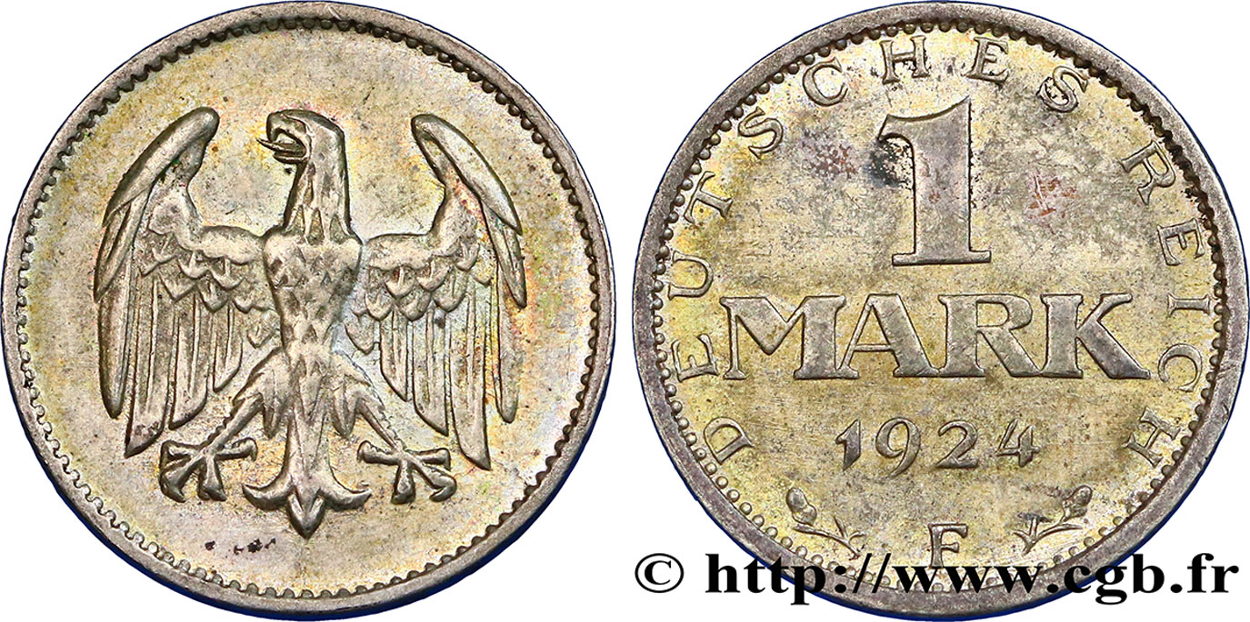 ALEMANIA 1 Mark aigle 1924 Stuttgart  EBC 