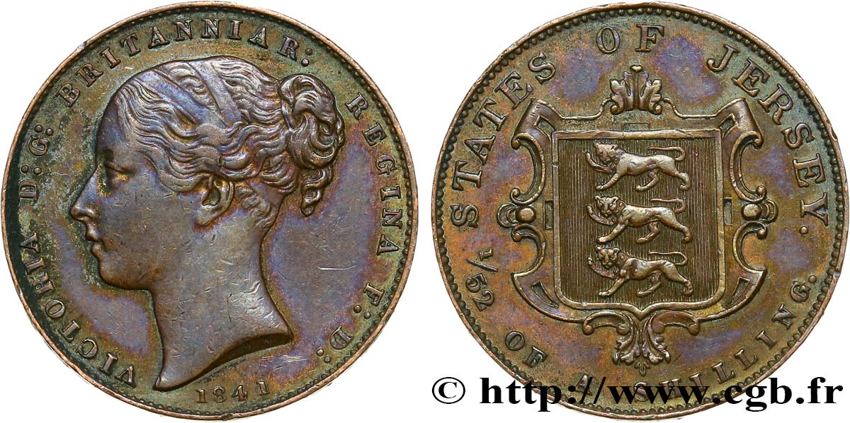 ISLA DE JERSEY 1/52 Shilling Victoria 1841  MBC 