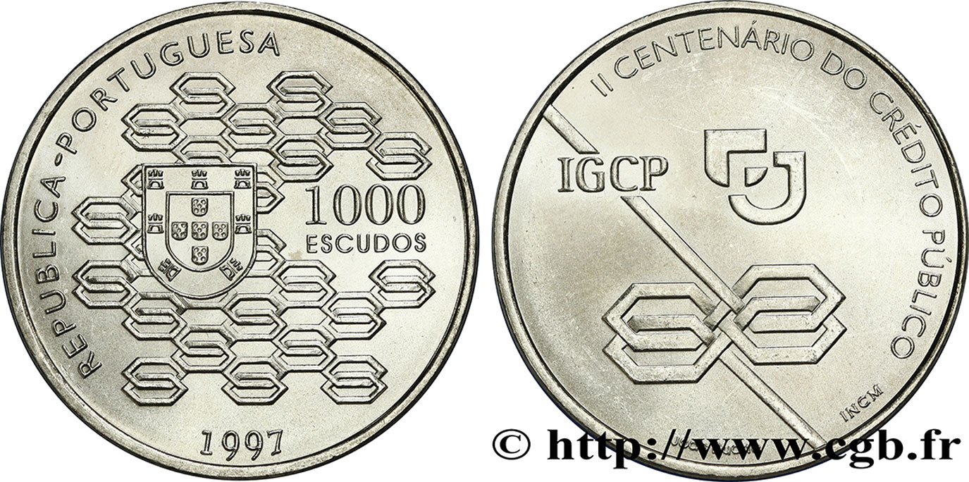 PORTUGAL 1000 Escudos 2e Centenaire du Credito Publico 1997  SC 