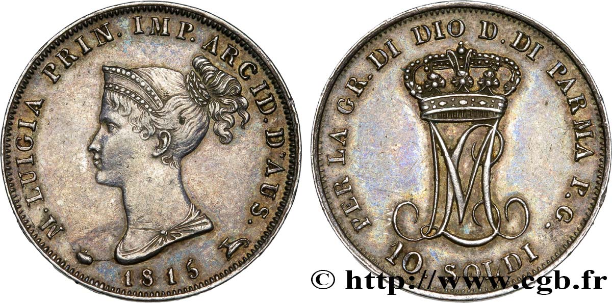 ITALY - PARMA AND PIACENZA 10 Soldi Marie-Louise 1815 Milan XF 