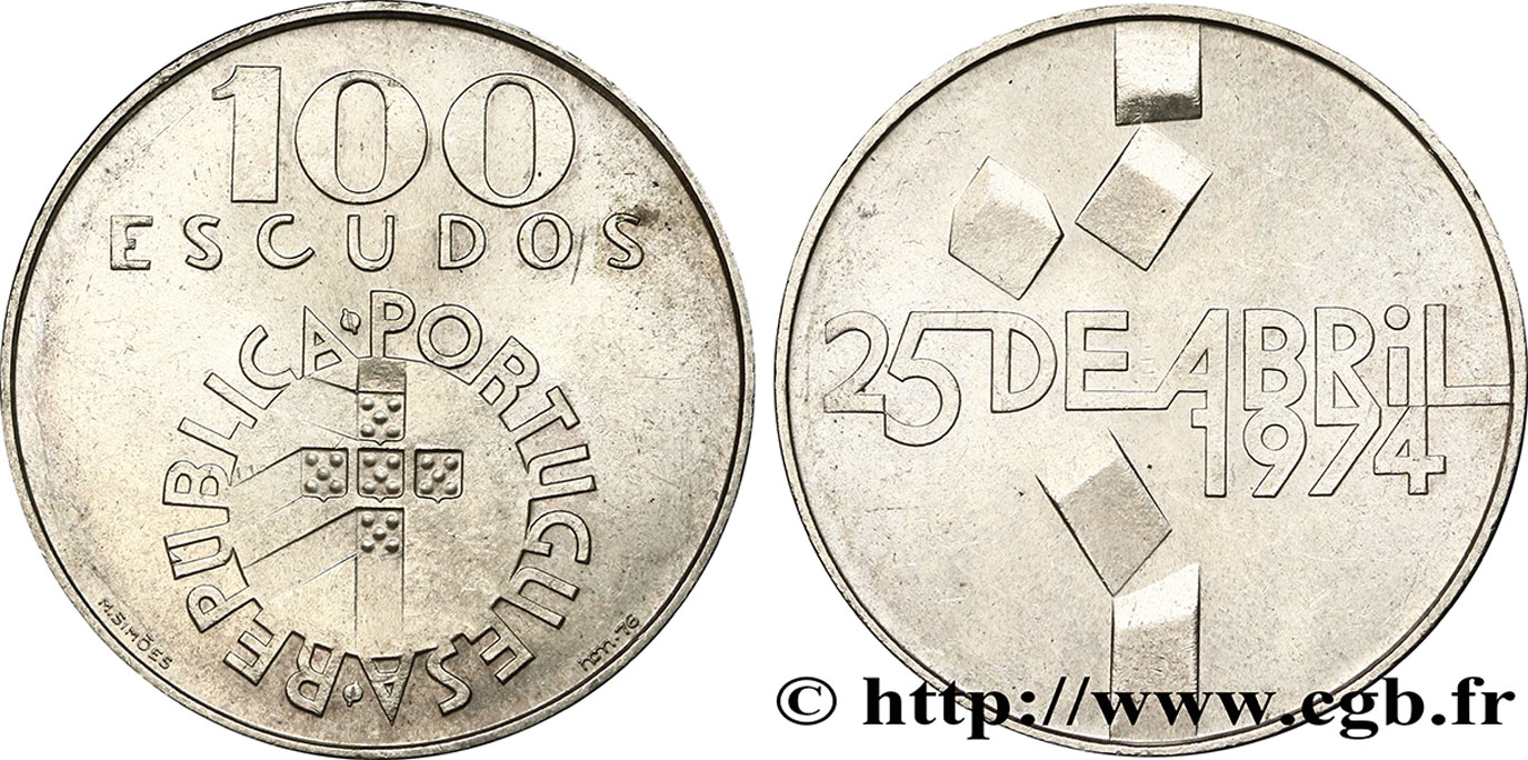 PORTUGAL 100 Escudos 2e anniversaire révolution des oeillets 1976  VZ 