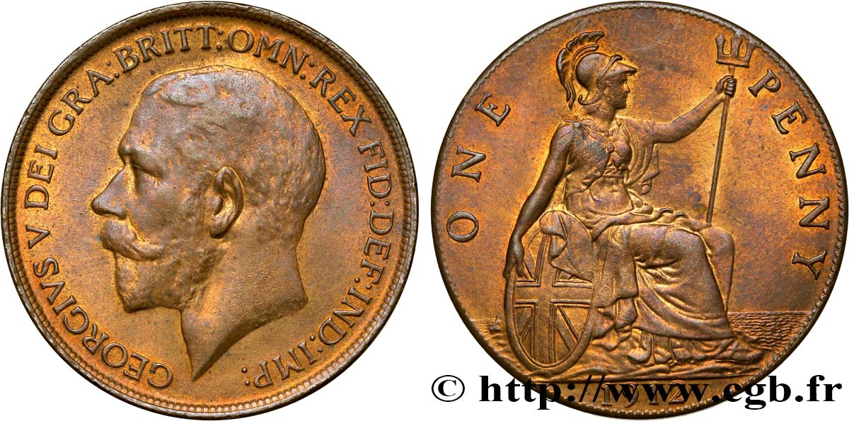 VEREINIGTEN KÖNIGREICH 1 Penny Georges V 1912  VZ 