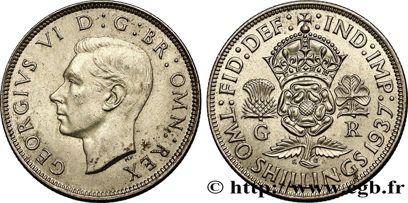 ROYAUME-UNI 1 Florin (2 Shillings) Georges VI 1937  TTB+ 