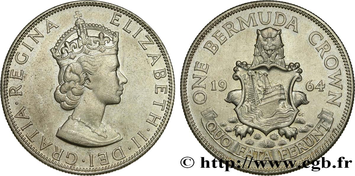 BERMUDAS 1 Crown Elisabeth II 1964  VZ 