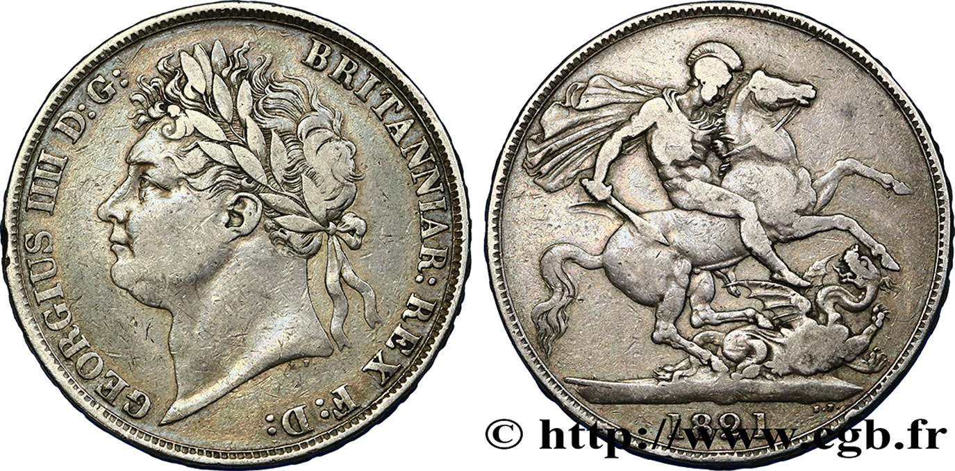 UNITED KINGDOM 1 Crown Georges IIII 1821  XF/VF 