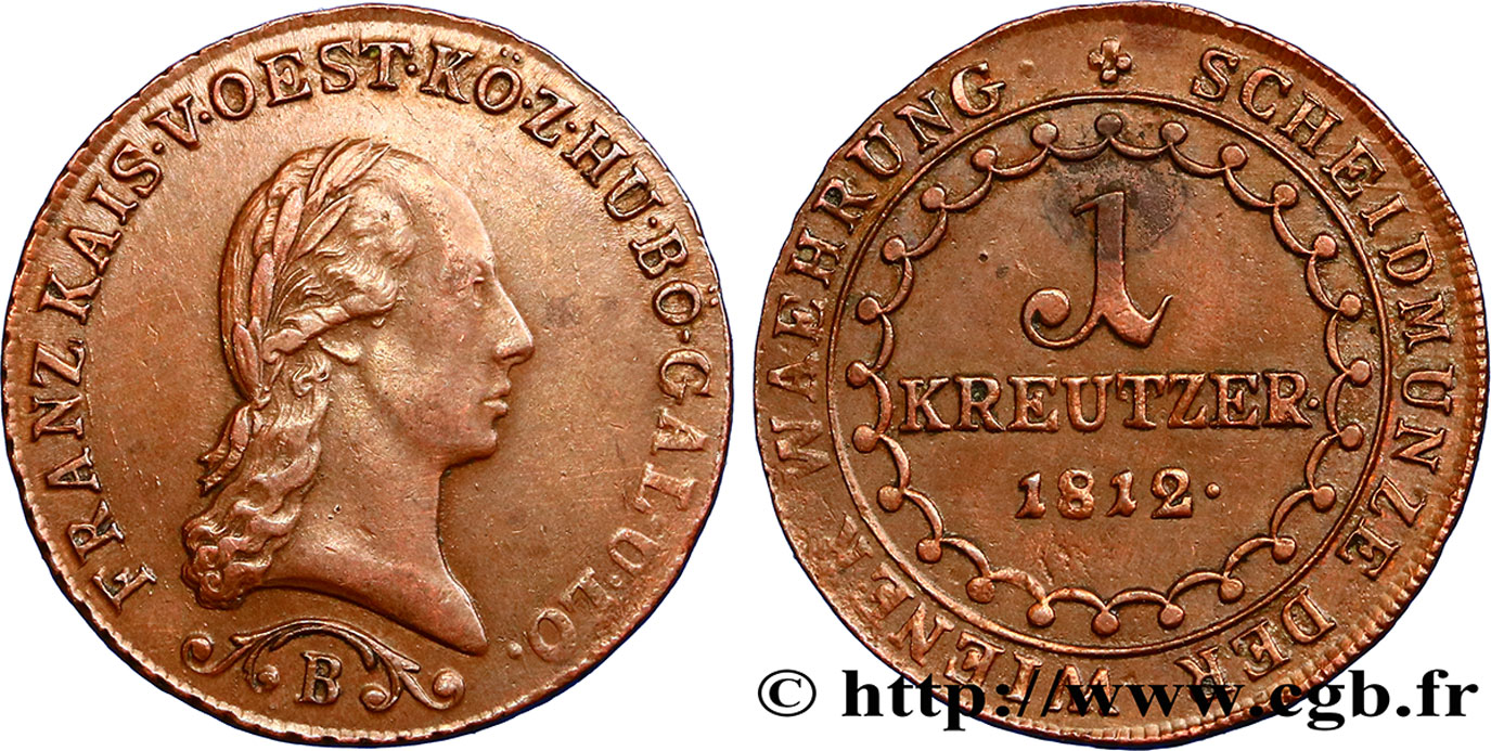 ÖSTERREICH 1 Kreuzer empereur François Ier 1812 Kremnitz fVZ 