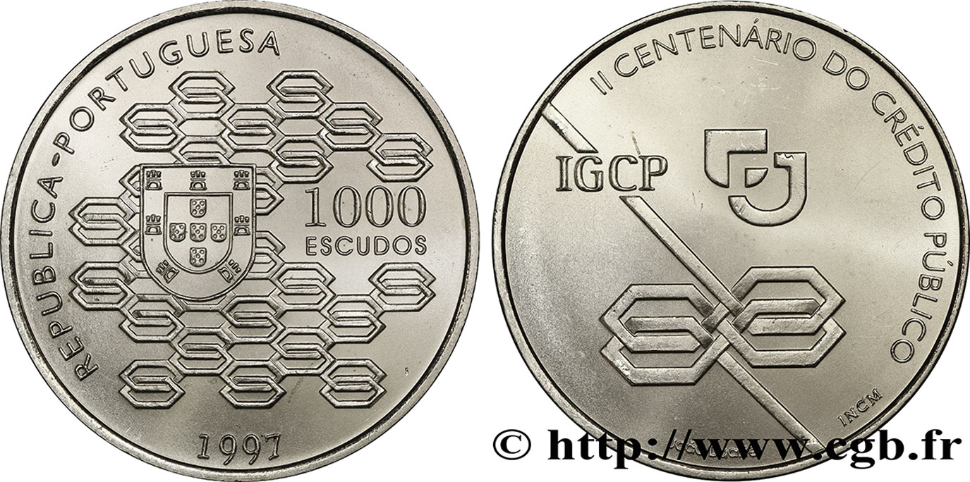 PORTUGAL 1000 Escudos 2e Centenaire du Credito Publico 1997  SPL 