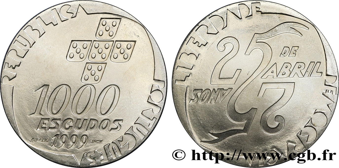 PORTUGAL 1000 Escudos 25e anniversaire du 25 Avril 1999  EBC 