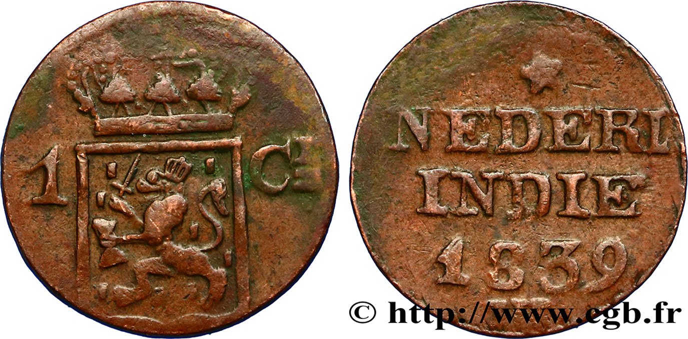 INDES NEERLANDAISES 1 Cent 1839  TTB 
