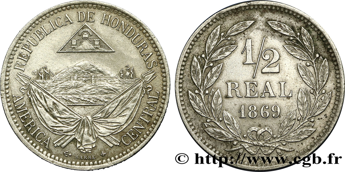 HONDURAS 1/2 Real 1869 Paris - A SUP 