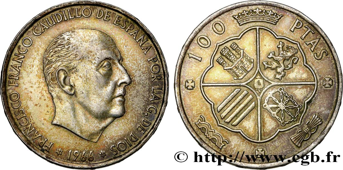 SPANIEN 100 Pesetas Francisco Franco (1966 dans les étoiles) 1966  fVZ 