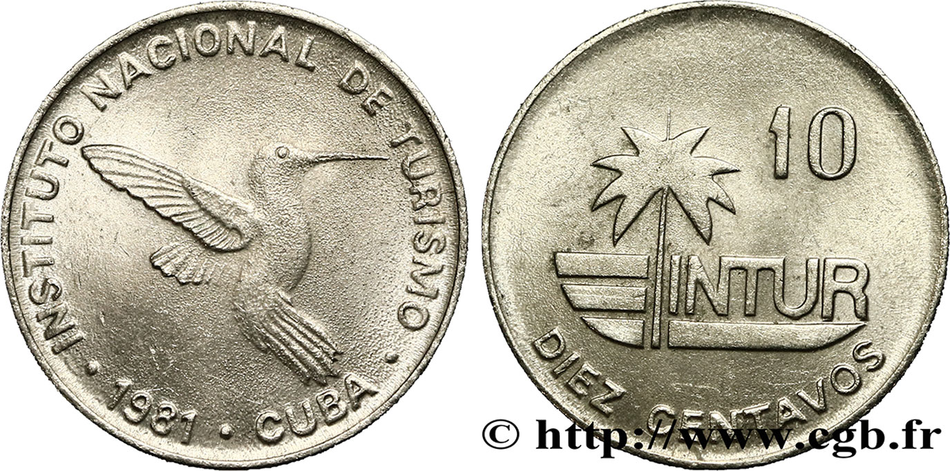 CUBA 10 Centavos monnaie pour touristes Intur  1981  SUP 