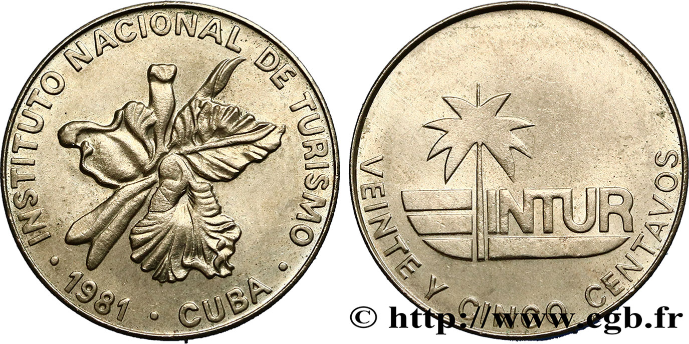 KUBA 25 Centavos monnaie pour touristes Intur 1981  VZ 