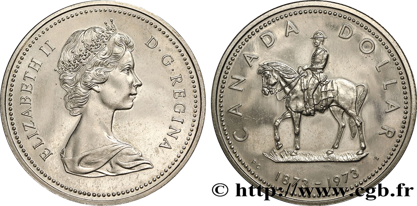 CANADA 1 Dollar Elisabeth II / policier à cheval de la Gendarmerie royale du Canada 1973  SUP 
