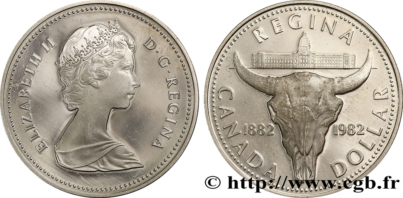 CANADA 1 Dollar Proof Elisabeth II / 100e anniversaire de la fondation de la ville de Regina 1982  SUP 
